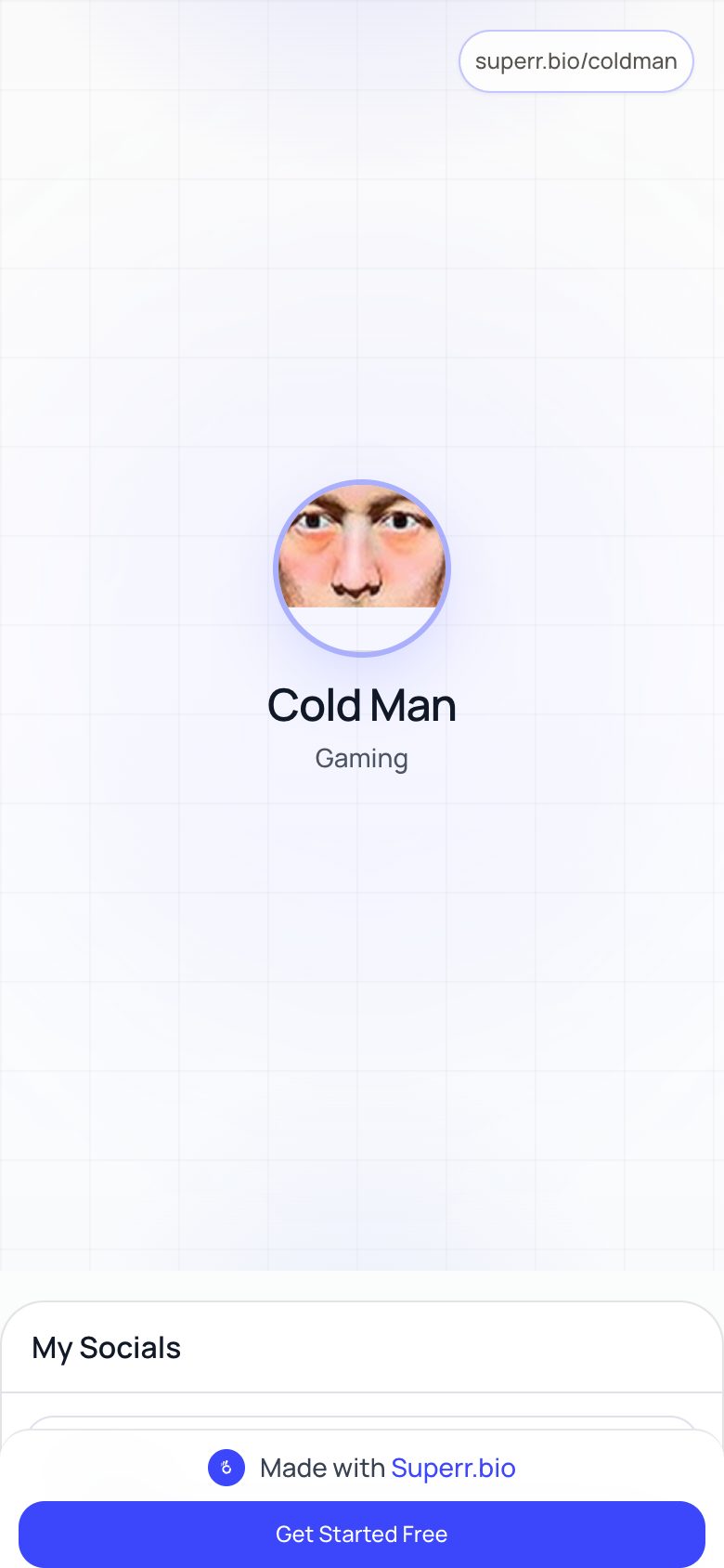 Cold Man bio page — gaming creator profile link